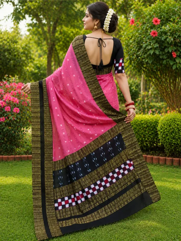 Pink_Black_Cotton_Printed_Saree_For_Women