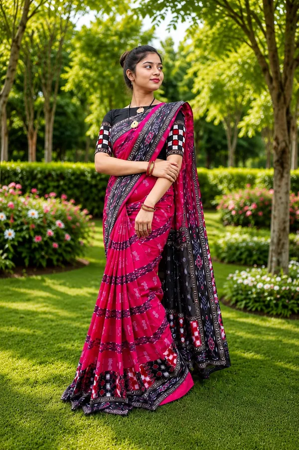 Pink_Cotton_Printed_Saree_For_Women