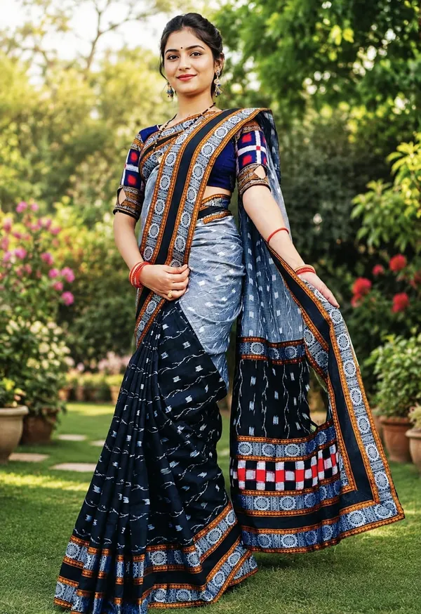Navy_Blue_Cotton_Printed_Saree_For_Women
