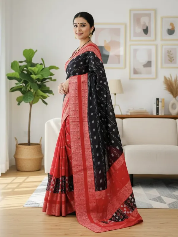 Red_Black_Cotton_Printed_Saree_For_Women