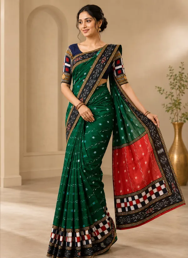 Green_Red_Cotton_Printed_Saree_For_Women