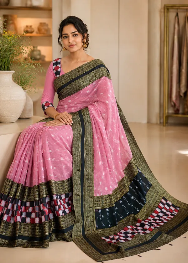 Pink_Cotton_Printed_Ethnic_Saree_For_Women