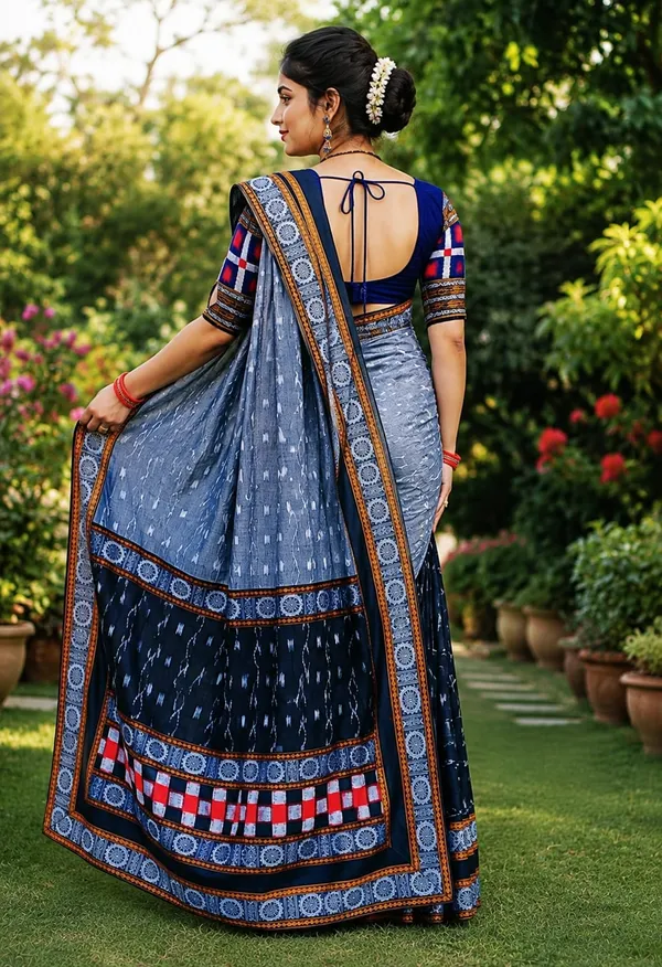 Navy_Blue_Cotton_Printed_Saree_For_Women