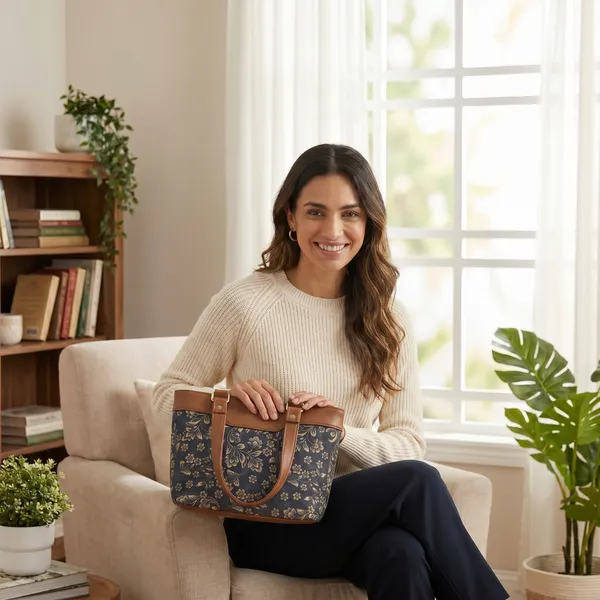 Brown_Floral_Print_Tote_Bag_For_Women