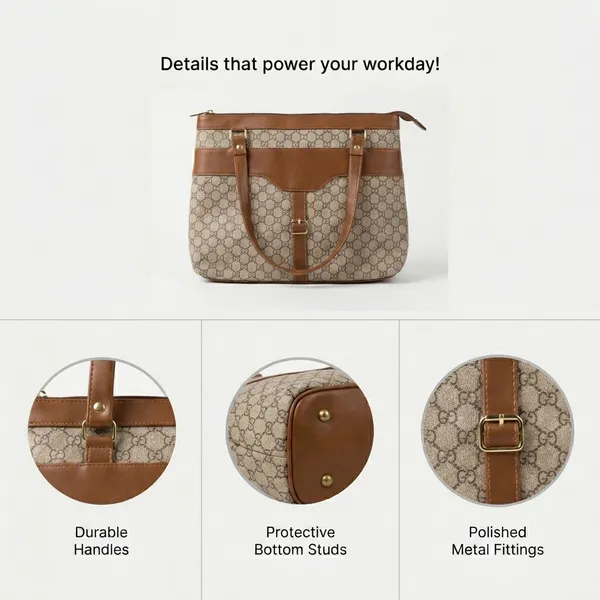 Brown_Printed_Fabric_Laptop_Tote_Bag_For_Women