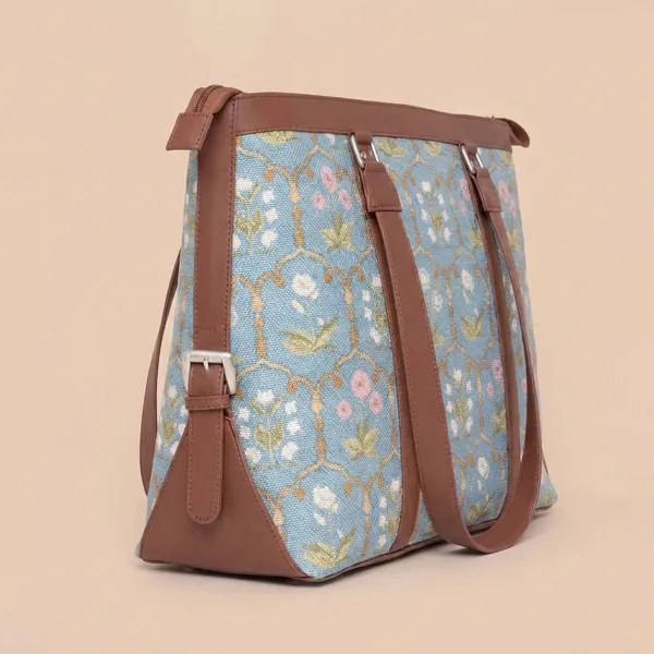 Blue_Fabric_Floral_Print_Tote_Bag_For_Women
