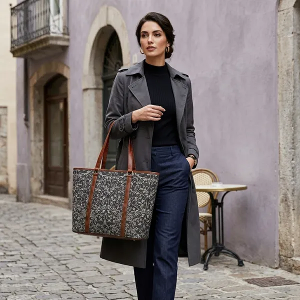 Grey_Floral_Print_Tote_Bag_For_Women