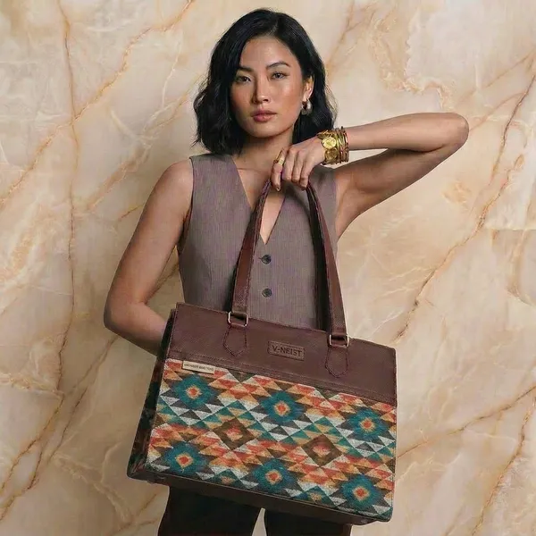 Brown_Printed_Tote_Handbag_For_Women