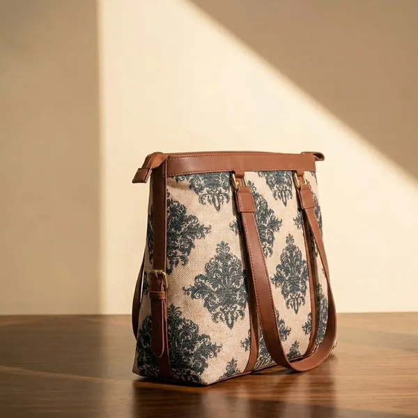 Beige_Printed_Canvas_Tote_Bag_For_Women