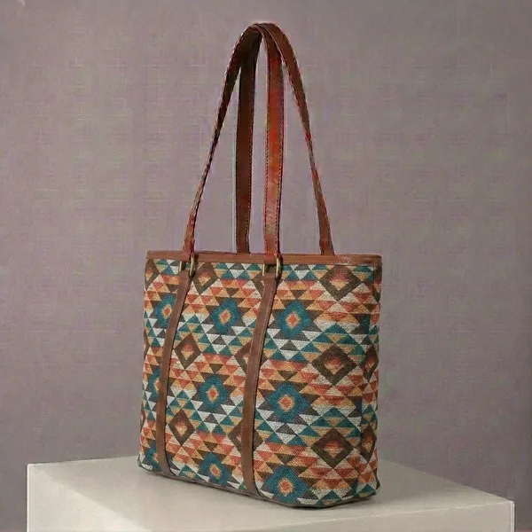 Multicolor_Fabric_Geometric_Print_Tote_Bag_For_Women