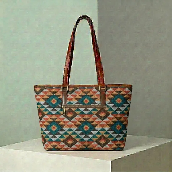 Multicolor_Fabric_Geometric_Print_Tote_Bag_For_Women