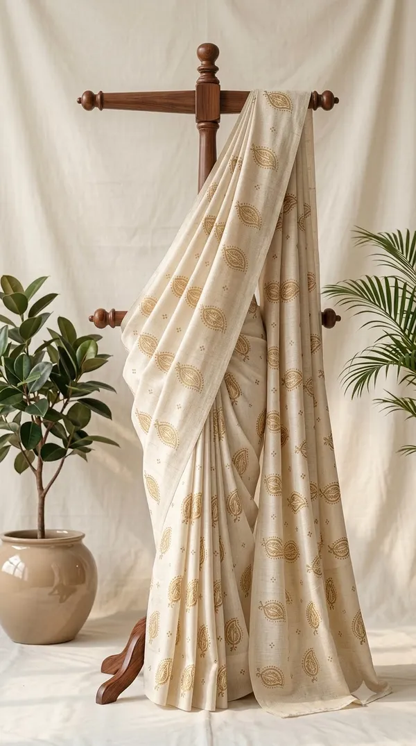 Cream_Paisley_Print_Saree_For_Women