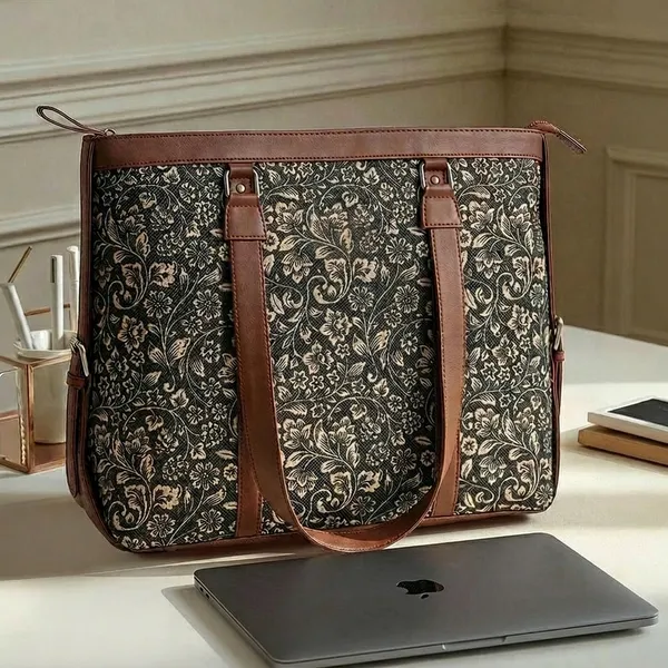 Black_Floral_Print_Tote_Bag_For_Women