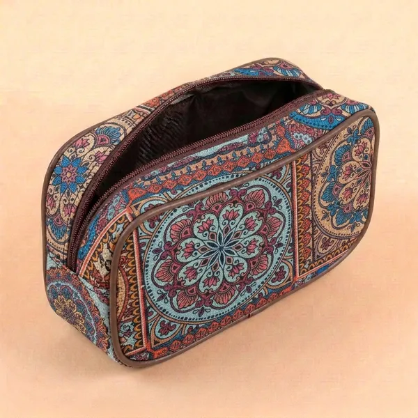 Multicolor_Printed_Zippered_Cosmetic_Pouch_For_Women