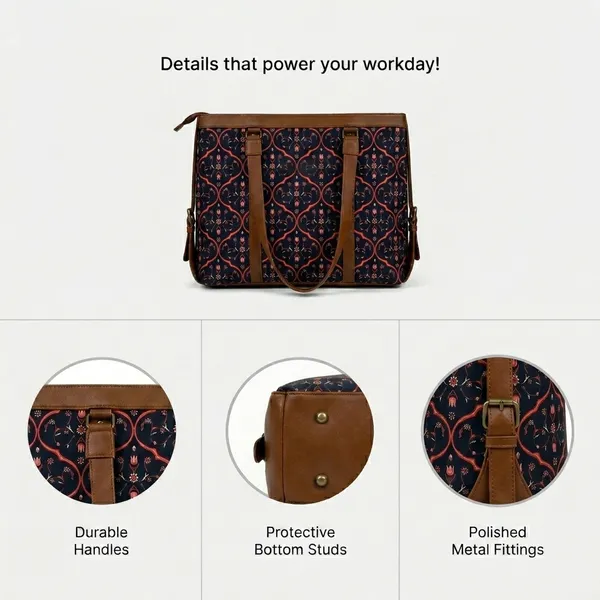 Navy_Printed_Tote_Bag_With_Brown_Trim_For_Women
