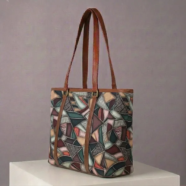 Multicolor_Geometric_Print_Tote_Bag_For_Women