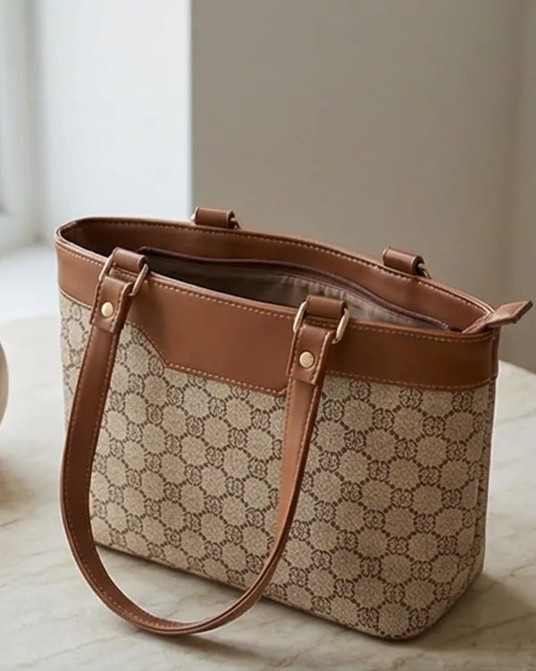 Beige_Fabric_Patterned_Tote_Bag_For_Women