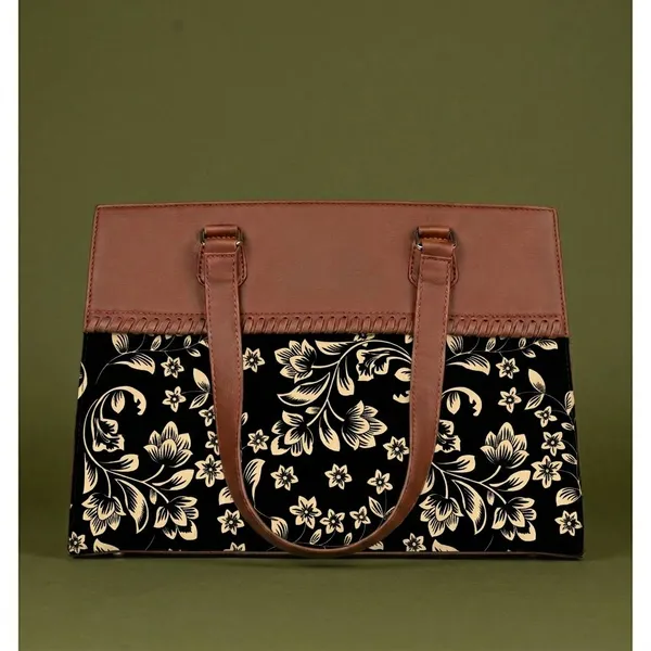 Brown_Floral_Print_Tote_Bag_For_Women