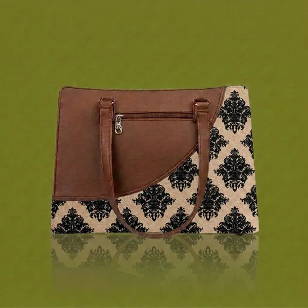 Brown_Floral_Print_Tote_Bag_For_Women