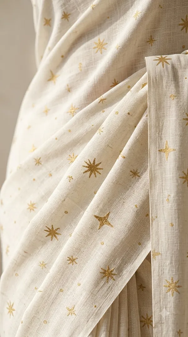 Ivory_Sheer_Gold_Star_Saree_For_Women