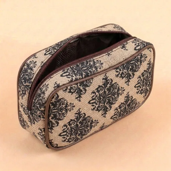Beige_Printed_Fabric_Makeup_Pouch_For_Women