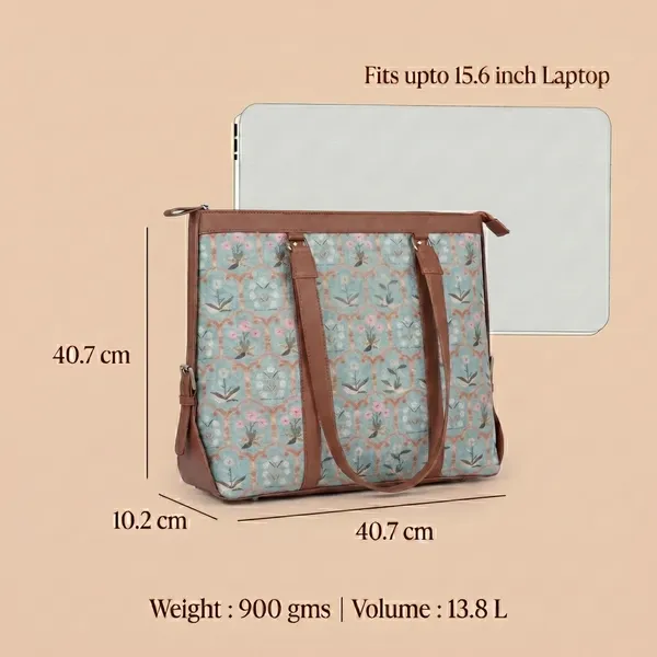 Blue_Fabric_Floral_Print_Tote_Bag_For_Women