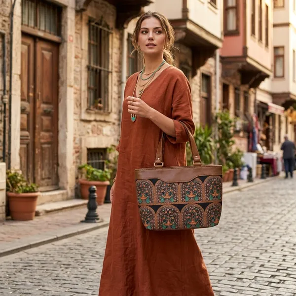 Brown_Printed_Tote_Handbag_For_Women