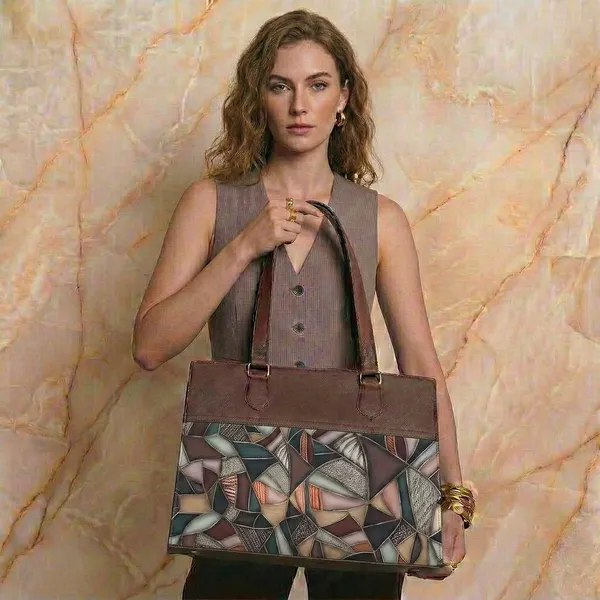 Brown_Geometric_Tote_Bag_For_Women