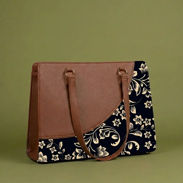 Brown_Floral_Print_Tote_Bag_For_Women
