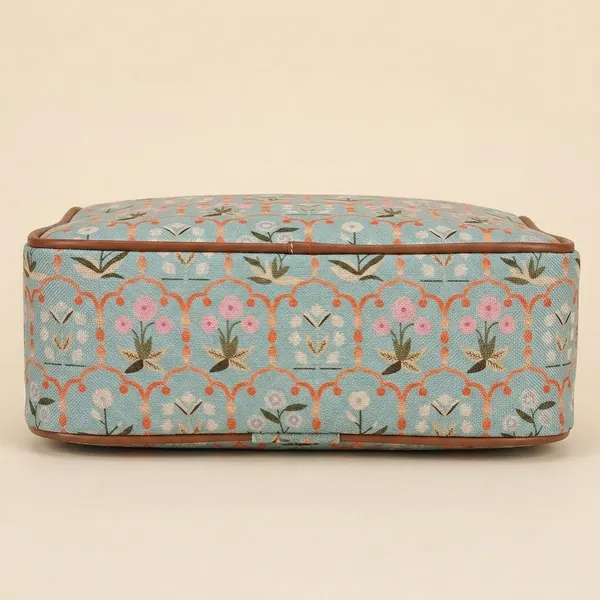 Blue_Printed_Fabric_Cosmetic_Pouch_For_Women