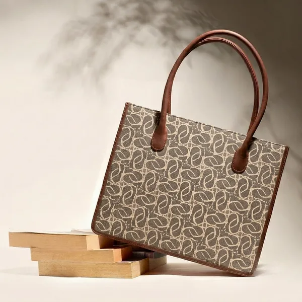 Brown_Fabric_Patterned_Tote_Bag_For_Women