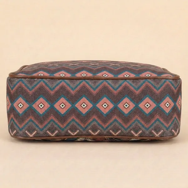 Multicolor_Fabric_Geometric_Print_Zipper_Pouch_For_Women
