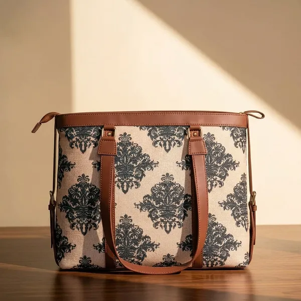 Beige_Printed_Canvas_Tote_Bag_For_Women