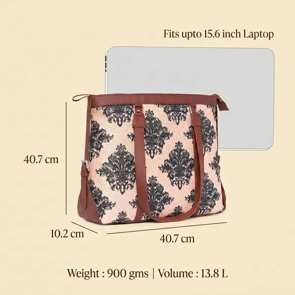 Beige_Printed_Canvas_Tote_Bag_For_Women
