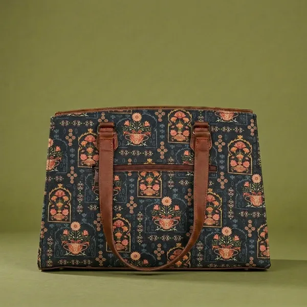 Brown_Fabric_Printed_Tote_Bag_For_Women