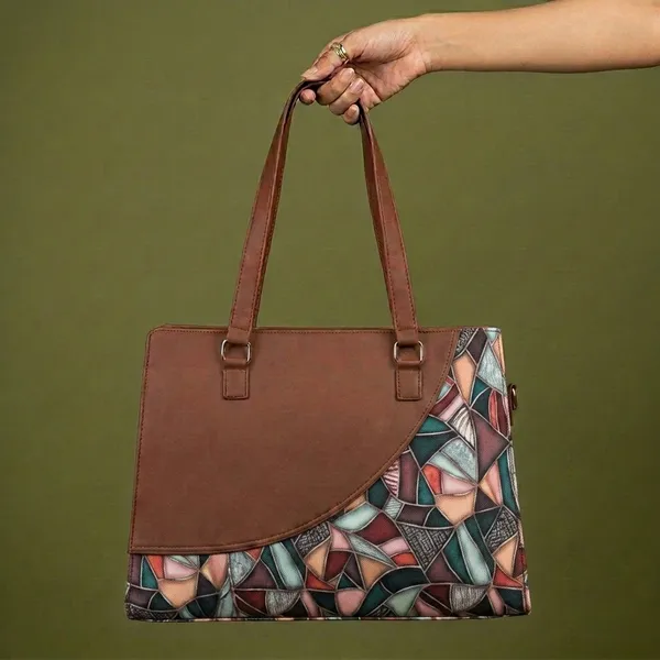 Brown_Printed_Tote_Handbag_For_Women