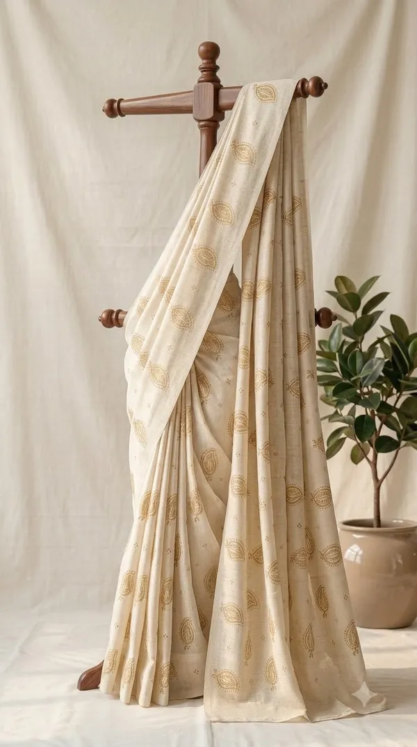 Cream_Paisley_Print_Saree_For_Women