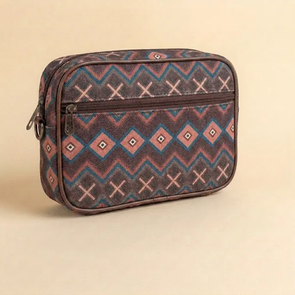 Multicolor_Fabric_Geometric_Print_Zipper_Pouch_For_Women