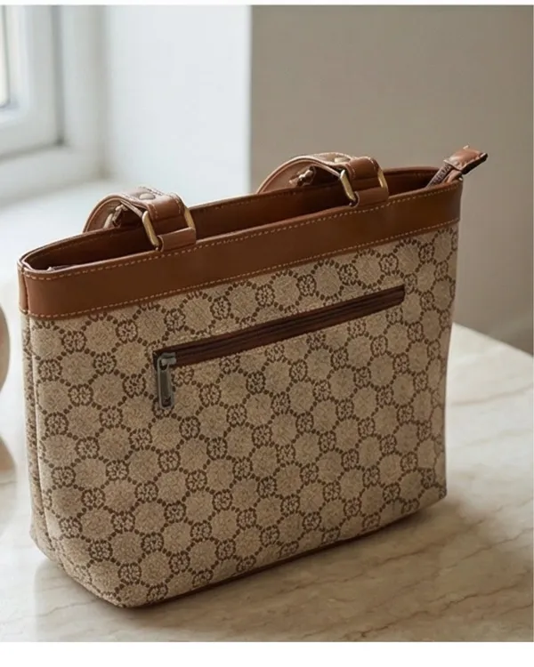 Beige_Fabric_Patterned_Tote_Bag_For_Women
