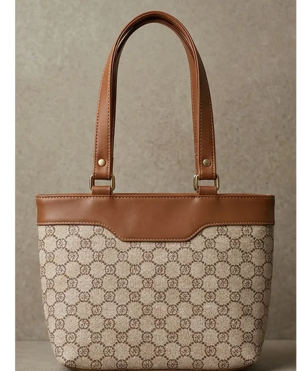 Beige_Fabric_Patterned_Tote_Bag_For_Women