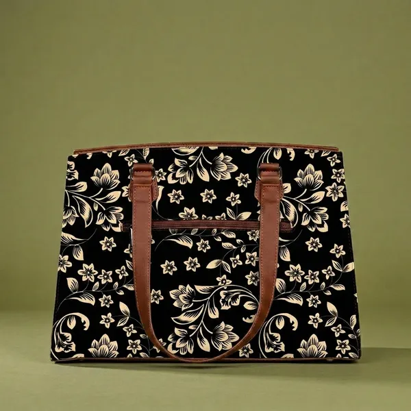 Brown_Floral_Print_Tote_Bag_For_Women