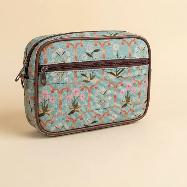 Blue_Printed_Fabric_Cosmetic_Pouch_For_Women
