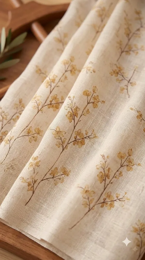 Beige_Linen_Floral_Print_Saree_For_Women