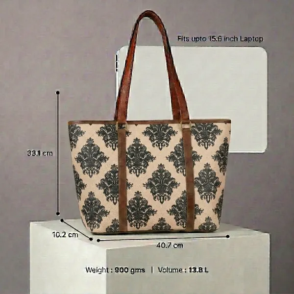 Beige_Printed_Canvas_Tote_Bag_For_Women