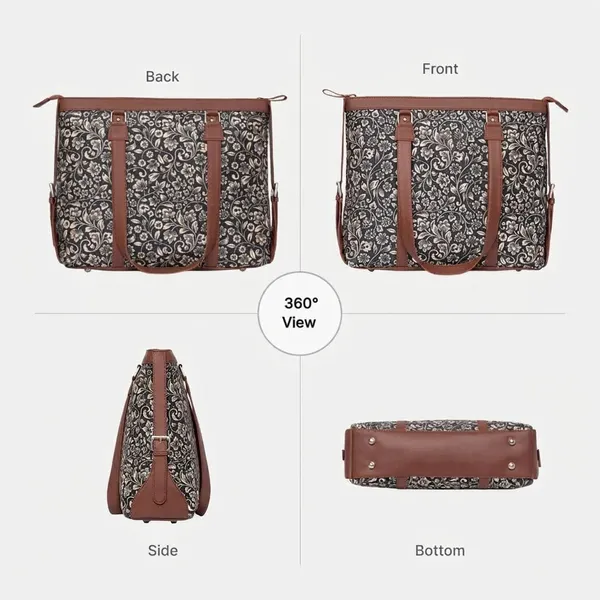 Black_Floral_Print_Tote_Bag_For_Women