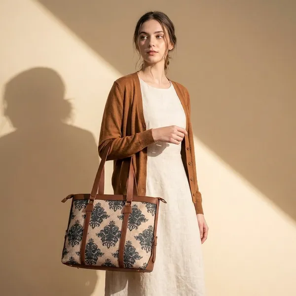 Beige_Printed_Canvas_Tote_Bag_For_Women