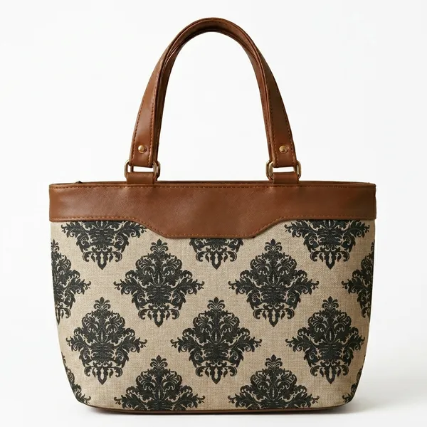 Brown_Printed_Fabric_Tote_Bag_For_Women