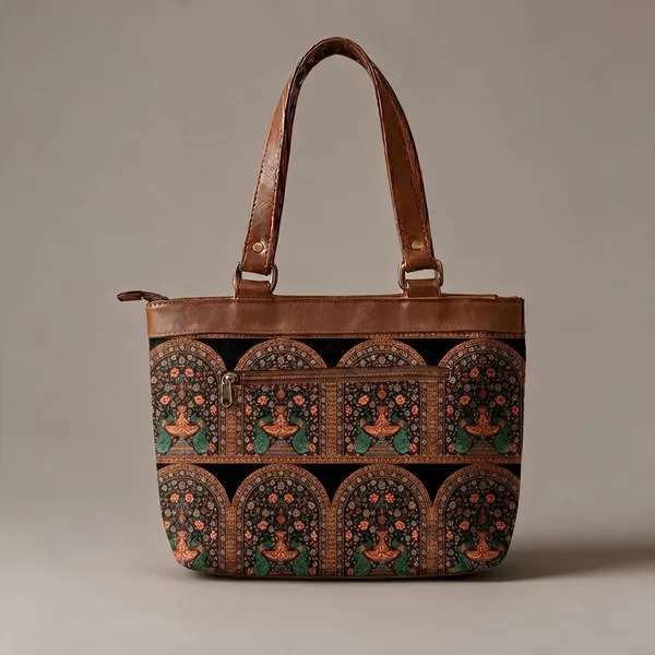 Brown_Printed_Fabric_Tote_Bag_For_Women