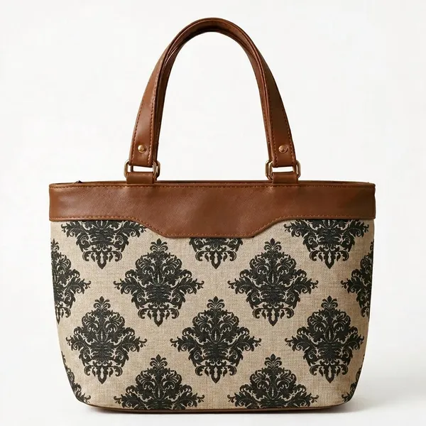 Brown_Printed_Fabric_Tote_Bag_For_Women