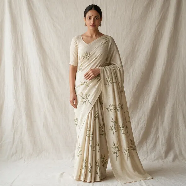 Cream_Cotton_Floral_Print_Saree_For_Women